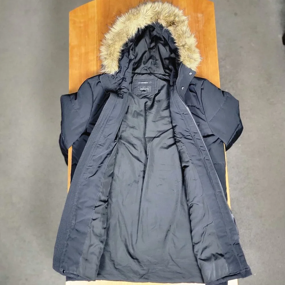 Men's Black Claiborne Long Hooded Water Resistant Snorkel Coat - M